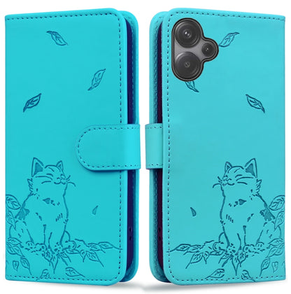 Cute Cat Embossed Leather Phone Case