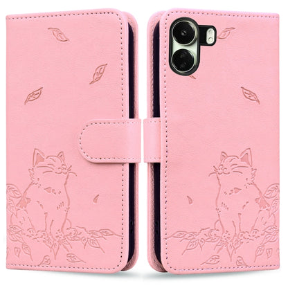 Cute Cat Embossed Leather Phone Case