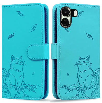 Cute Cat Embossed Leather Phone Case