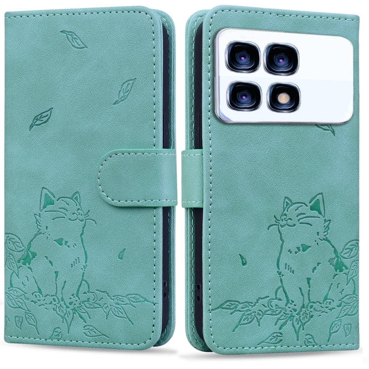 Cute Cat Embossed Leather Phone Case