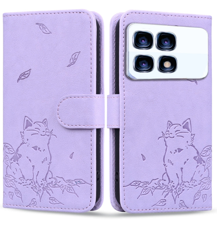 Cute Cat Embossed Leather Phone Case