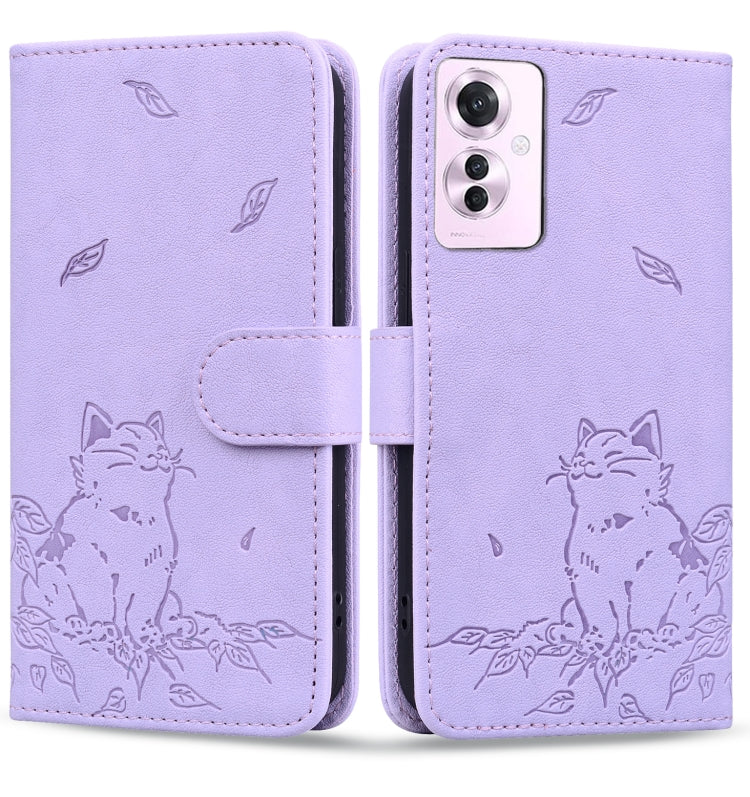 Cute Cat Embossed Leather Phone Case