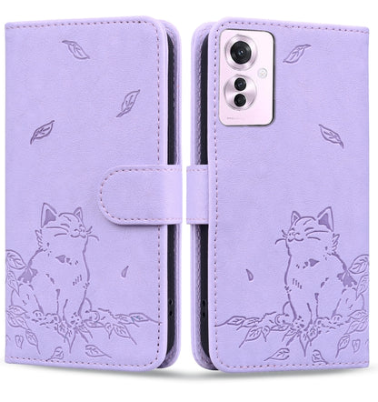 Cute Cat Embossed Leather Phone Case