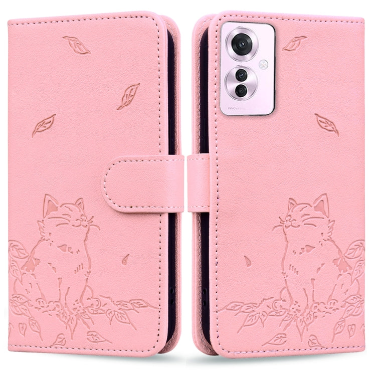 Cute Cat Embossed Leather Phone Case