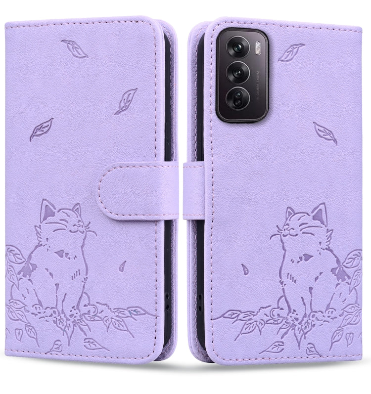 Cute Cat Embossed Leather Phone Case