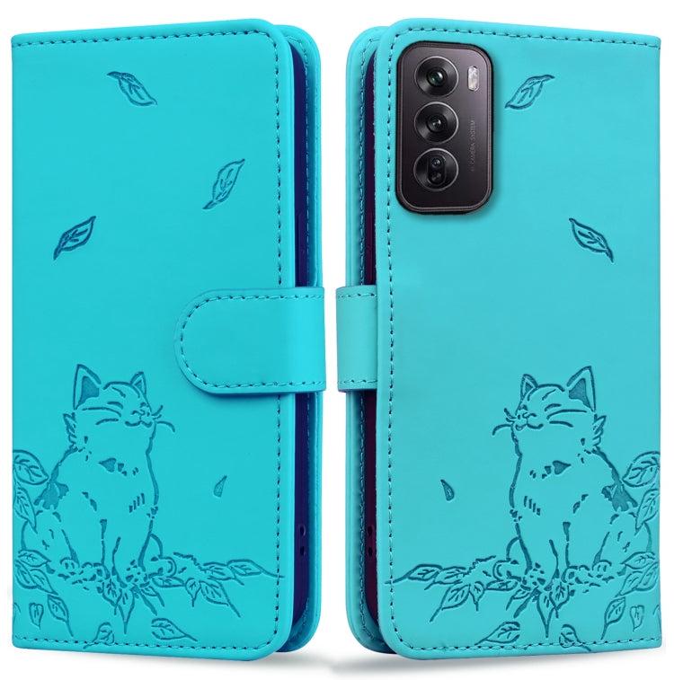 Cute Cat Embossed Leather Phone Case
