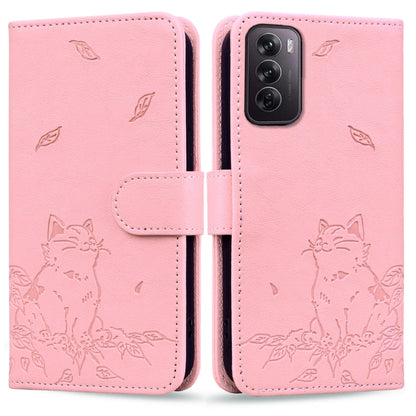 Cute Cat Embossed Leather Phone Case