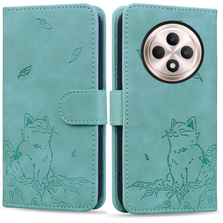 Cute Cat Embossed Leather Phone Case