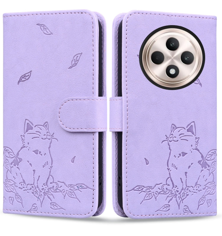 Cute Cat Embossed Leather Phone Case