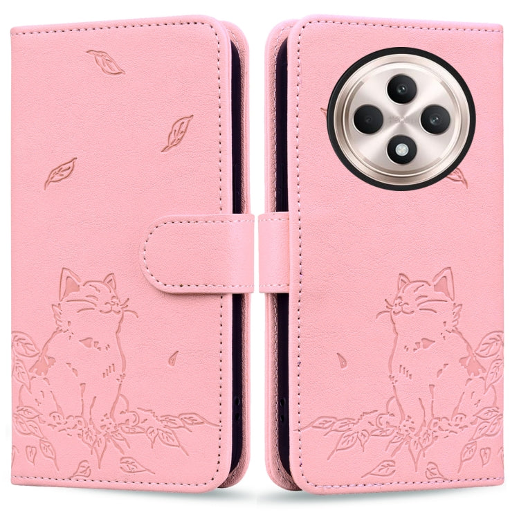 Cute Cat Embossed Leather Phone Case