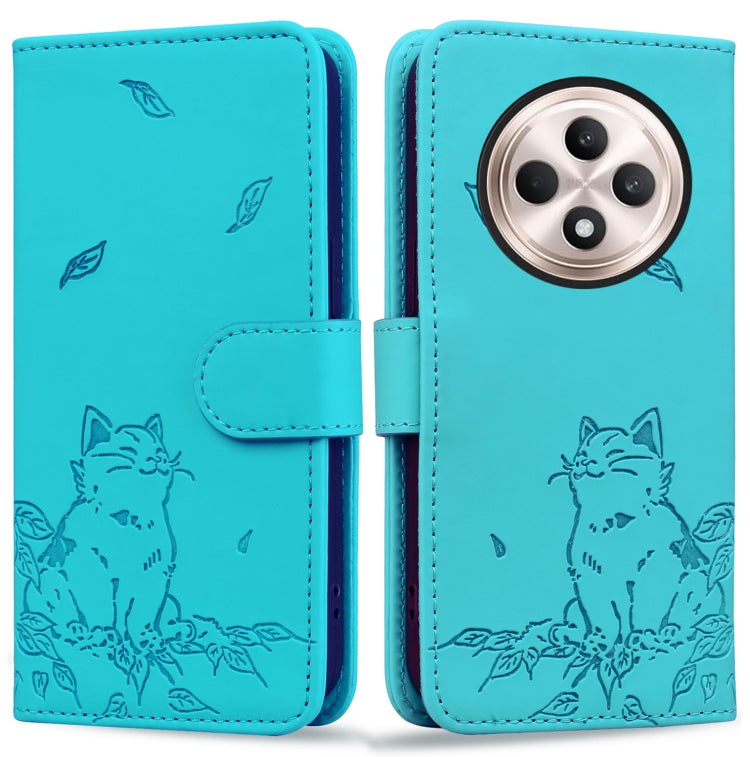 Cute Cat Embossed Leather Phone Case