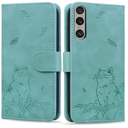 Cute Cat Embossed Leather Phone Case