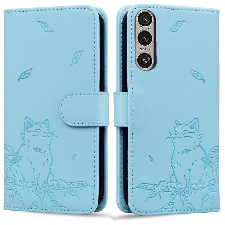 Cute Cat Embossed Leather Phone Case