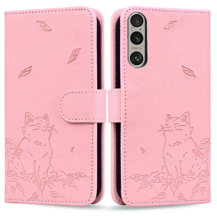 Cute Cat Embossed Leather Phone Case