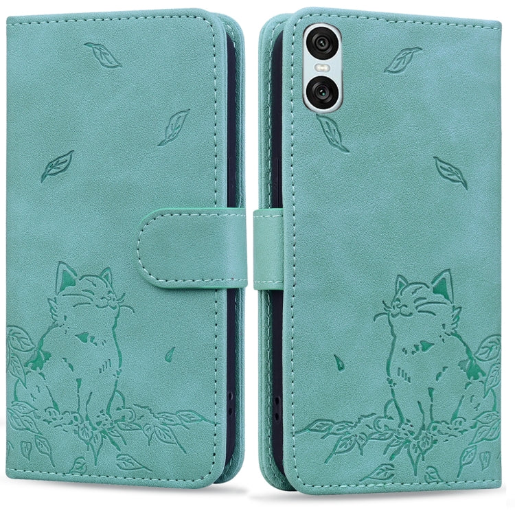 Cute Cat Embossed Leather Phone Case