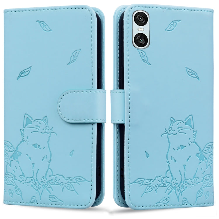 Cute Cat Embossed Leather Phone Case