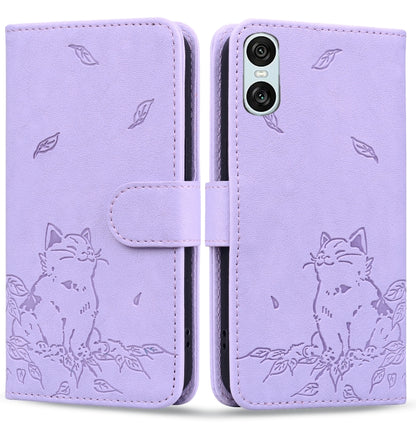 Cute Cat Embossed Leather Phone Case