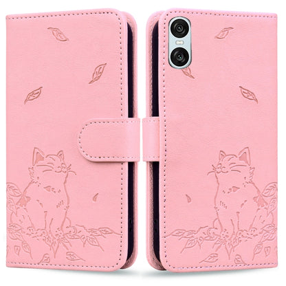 Cute Cat Embossed Leather Phone Case