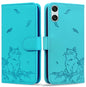 Cute Cat Embossed Leather Phone Case