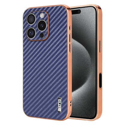 AZNS Electroplated Edge Carbon Fiber Texture Phone Case, For iPhone 17e / 16e, For iPhone 17 Pro Max, For iPhone 17 Pro, For iPhone 17, For iPhone Air, For iPhone 16 Pro Max
