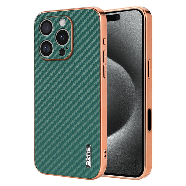 AZNS Electroplated Edge Carbon Fiber Texture Phone Case, For iPhone 17e / 16e, For iPhone 17 Pro Max, For iPhone 17 Pro, For iPhone 17, For iPhone Air, For iPhone 16 Pro Max