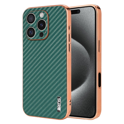 AZNS Electroplated Edge Carbon Fiber Texture Phone Case, For iPhone 17e / 16e, For iPhone 17 Pro Max, For iPhone 17 Pro, For iPhone 17, For iPhone Air, For iPhone 16 Pro Max