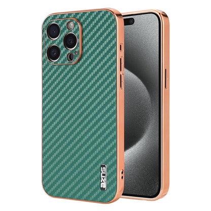 AZNS Electroplated Edge Carbon Fiber Texture Phone Case, For iPhone 15, For iPhone 14 Plus, For iPhone 14, For iPhone 14 Pro, For iPhone 14 Pro Max, For iPhone 13 Pro Max
