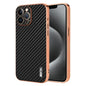 AZNS Electroplated Edge Carbon Fiber Texture Phone Case, For iPhone 12 Pro, For iPhone 11, For iPhone 11 Pro