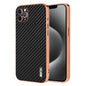 AZNS Electroplated Edge Carbon Fiber Texture Phone Case, For iPhone 12 Pro, For iPhone 11, For iPhone 11 Pro