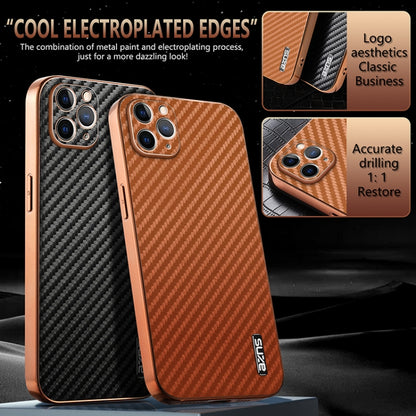 AZNS Electroplated Edge Carbon Fiber Texture Phone Case