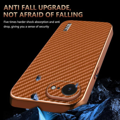 AZNS Electroplated Edge Carbon Fiber Texture Phone Case, For iPhone 17e / 16e, For iPhone 17 Pro Max, For iPhone 17 Pro, For iPhone 17, For iPhone Air, For iPhone 16 Pro Max
