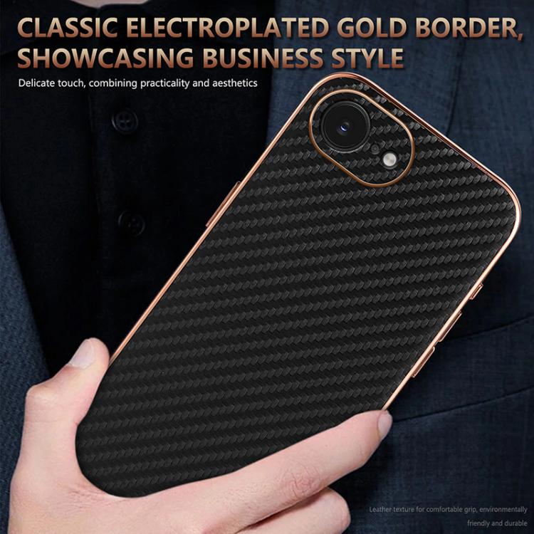 AZNS Electroplated Edge Carbon Fiber Texture Phone Case, For iPhone 17e / 16e, For iPhone 17 Pro Max, For iPhone 17 Pro, For iPhone 17, For iPhone Air, For iPhone 16 Pro Max