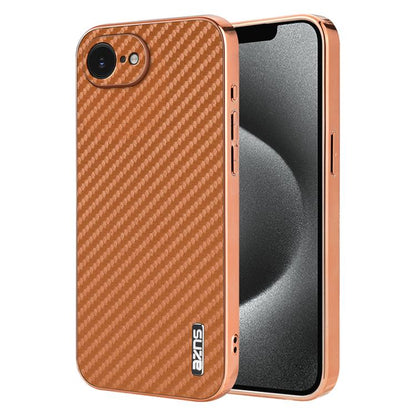AZNS Electroplated Edge Carbon Fiber Texture Phone Case, For iPhone 18 Pro, For iPhone 18 Pro Max, For iPhone 17e / 16e, For iPhone 17 Pro Max, For iPhone 17 Pro, For iPhone 17