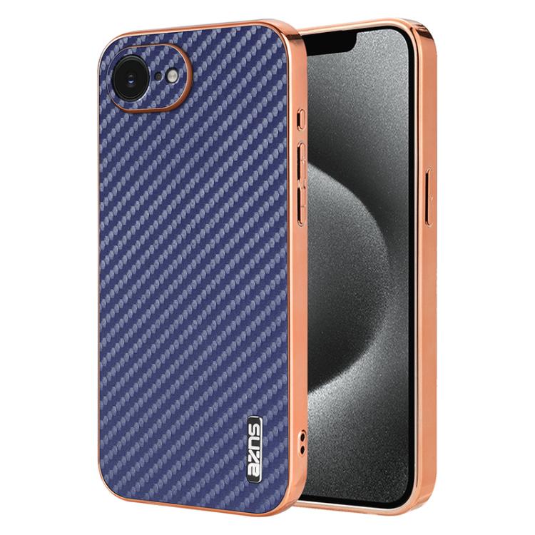 AZNS Electroplated Edge Carbon Fiber Texture Phone Case, For iPhone 17e / 16e, For iPhone 17 Pro Max, For iPhone 17 Pro, For iPhone 17, For iPhone Air, For iPhone 16 Pro Max