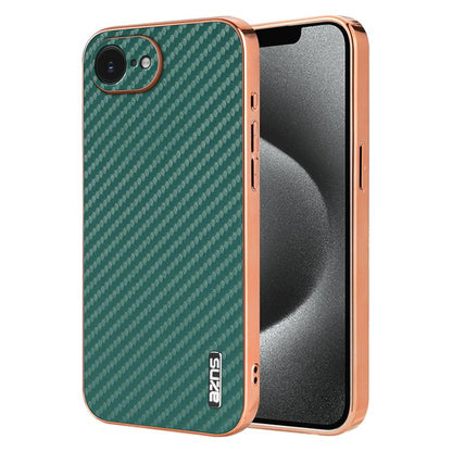 AZNS Electroplated Edge Carbon Fiber Texture Phone Case, For iPhone 18 Pro, For iPhone 18 Pro Max, For iPhone 17e / 16e, For iPhone 17 Pro Max, For iPhone 17 Pro, For iPhone 17