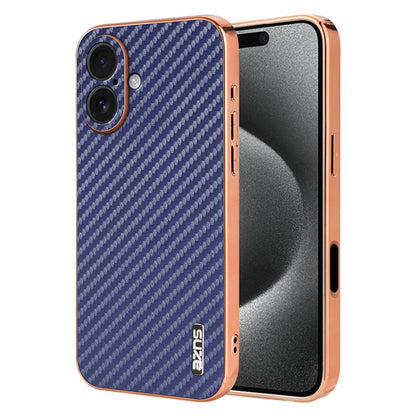 AZNS Electroplated Edge Carbon Fiber Texture Phone Case, For iPhone 17e / 16e, For iPhone 17 Pro Max, For iPhone 17 Pro, For iPhone 17, For iPhone Air, For iPhone 16 Pro Max