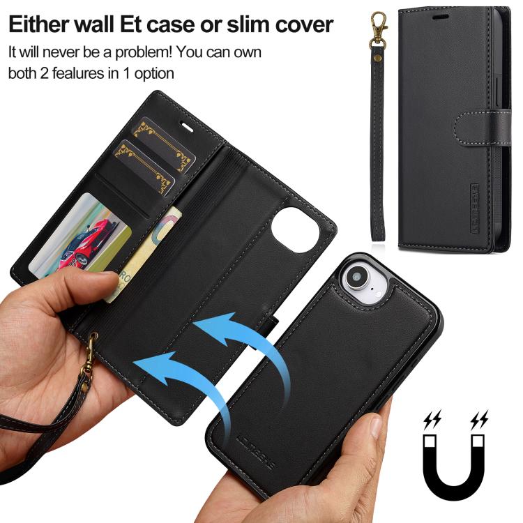 LC.IMEEKE L2 Series Detachable Magsafe PU Phone Case with Lanyard, For iPhone 16e / 17e, For iPhone 17 Pro Max, For iPhone 17 Pro, For iPhone Air