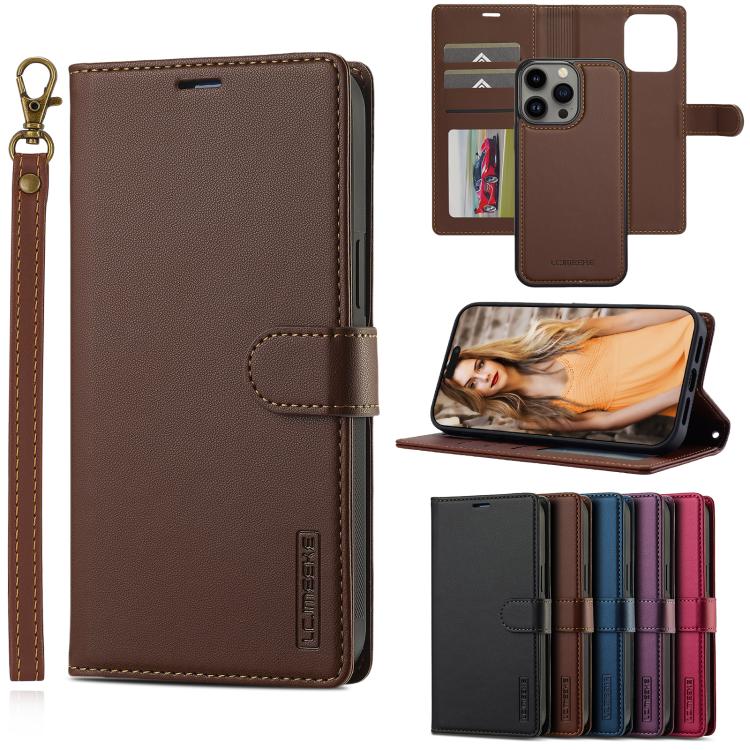 LC.IMEEKE L2 Series Detachable Magsafe PU Phone Case with Lanyard, For iPhone 14 Plus, For iPhone 14, For iPhone 14 Pro, For iPhone 14 Pro Max