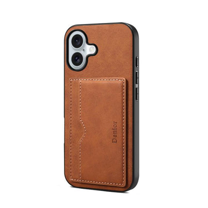 Denior D08 PU Single Card Slot Holder Phone Case, For iPhone 17e / 16e, For iPhone 17 Pro Max, For iPhone 17 Pro, For iPhone 17, For iPhone Air, For iPhone 16 Pro Max, For iPhone 16 Pro, For iPhone 16 Plus