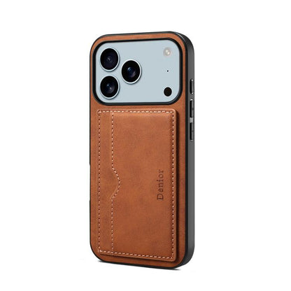 Denior D08 PU Single Card Slot Holder Phone Case, For iPhone 18 Pro / 17 Pro, For iPhone 18 Pro Max / 17 Pro Max, For iPhone 17e / 16e, For iPhone 17, For iPhone Air, For iPhone 16 Pro Max, For iPhone 16 Pro, For iPhone 16 Plus