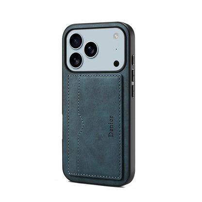 Denior D08 PU Single Card Slot Holder Phone Case, For iPhone 17e / 16e, For iPhone 17 Pro Max, For iPhone 17 Pro, For iPhone 17, For iPhone Air, For iPhone 16 Pro Max, For iPhone 16 Pro, For iPhone 16 Plus