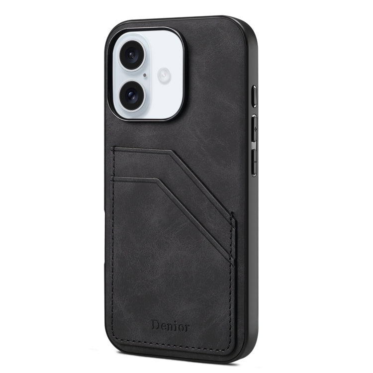Denior D09 PU Dual Card Slot Back Cover Phone Case, For iPhone 18 Pro / 17 Pro, For iPhone 18 Pro Max / 17 Pro Max, For iPhone 17e / 16e, For iPhone 17, For iPhone Air, For iPhone 16 Pro Max, For iPhone 16 Pro, For iPhone 16 Plus
