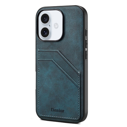 Denior D09 PU Dual Card Slot Back Cover Phone Case, For iPhone 17e / 16e, For iPhone 17 Pro Max, For iPhone 17 Pro, For iPhone 17, For iPhone Air, For iPhone 16 Pro Max, For iPhone 16 Pro, For iPhone 16 Plus