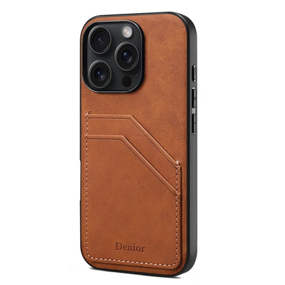 Denior D09 PU Dual Card Slot Back Cover Phone Case, For iPhone 18 Pro / 17 Pro, For iPhone 18 Pro Max / 17 Pro Max, For iPhone 17e / 16e, For iPhone 17, For iPhone Air, For iPhone 16 Pro Max, For iPhone 16 Pro, For iPhone 16 Plus