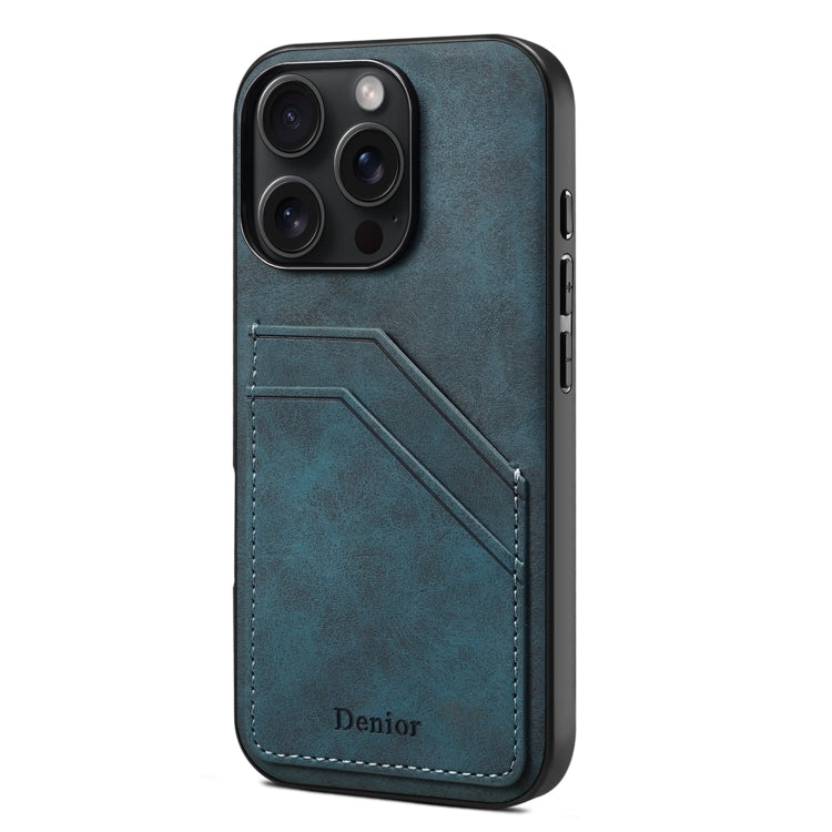 Denior D09 PU Dual Card Slot Back Cover Phone Case, For iPhone 18 Pro / 17 Pro, For iPhone 18 Pro Max / 17 Pro Max, For iPhone 17e / 16e, For iPhone 17, For iPhone Air, For iPhone 16 Pro Max, For iPhone 16 Pro, For iPhone 16 Plus