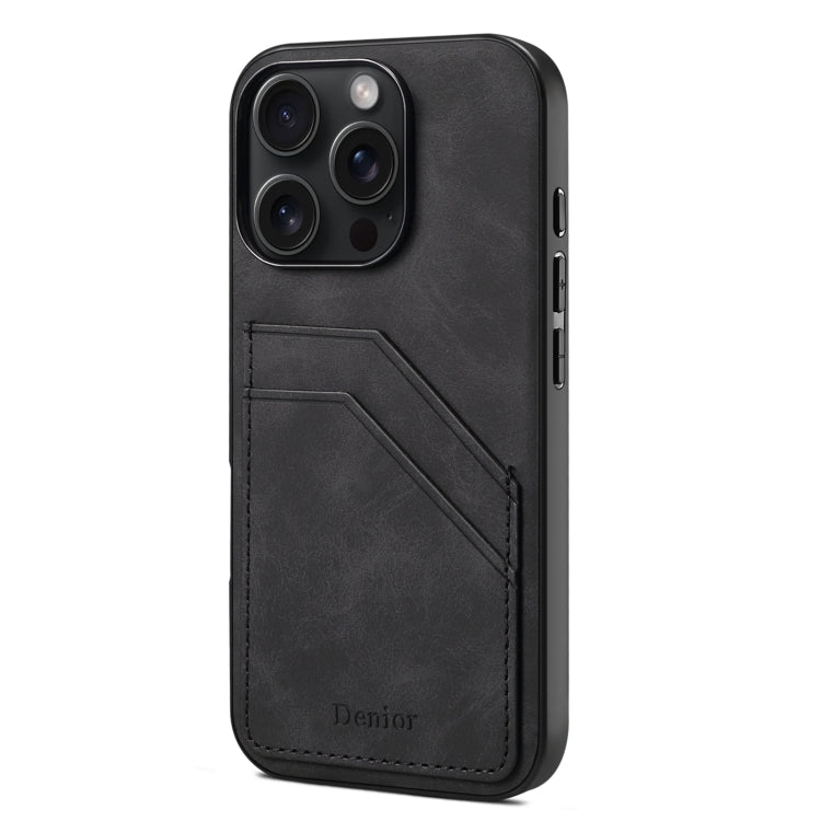 Denior D09 PU Dual Card Slot Back Cover Phone Case, For iPhone 18 Pro / 17 Pro, For iPhone 18 Pro Max / 17 Pro Max, For iPhone 17e / 16e, For iPhone 17, For iPhone Air, For iPhone 16 Pro Max, For iPhone 16 Pro, For iPhone 16 Plus