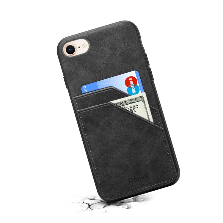 Denior D09 PU Dual Card Slot Back Cover Phone Case, For iPhone 17e / 16e, For iPhone 17 Pro Max, For iPhone 17 Pro, For iPhone 17, For iPhone Air, For iPhone 16 Pro Max, For iPhone 16 Pro, For iPhone 16 Plus