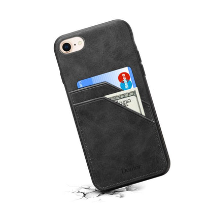 Denior D09 PU Dual Card Slot Back Cover Phone Case, For iPhone 17e / 16e, For iPhone 17 Pro Max, For iPhone 17 Pro, For iPhone 17, For iPhone Air, For iPhone 16 Pro Max, For iPhone 16 Pro, For iPhone 16 Plus