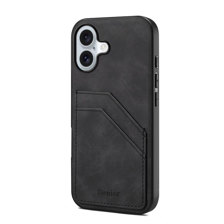 Denior D09 PU Dual Card Slot Back Cover Phone Case, For iPhone 18 Pro / 17 Pro, For iPhone 18 Pro Max / 17 Pro Max, For iPhone 17e / 16e, For iPhone 17, For iPhone Air, For iPhone 16 Pro Max, For iPhone 16 Pro, For iPhone 16 Plus