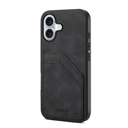 Denior D09 PU Dual Card Slot Back Cover Phone Case, For iPhone 18 Pro / 17 Pro, For iPhone 18 Pro Max / 17 Pro Max, For iPhone 17e / 16e, For iPhone 17, For iPhone Air, For iPhone 16 Pro Max, For iPhone 16 Pro, For iPhone 16 Plus